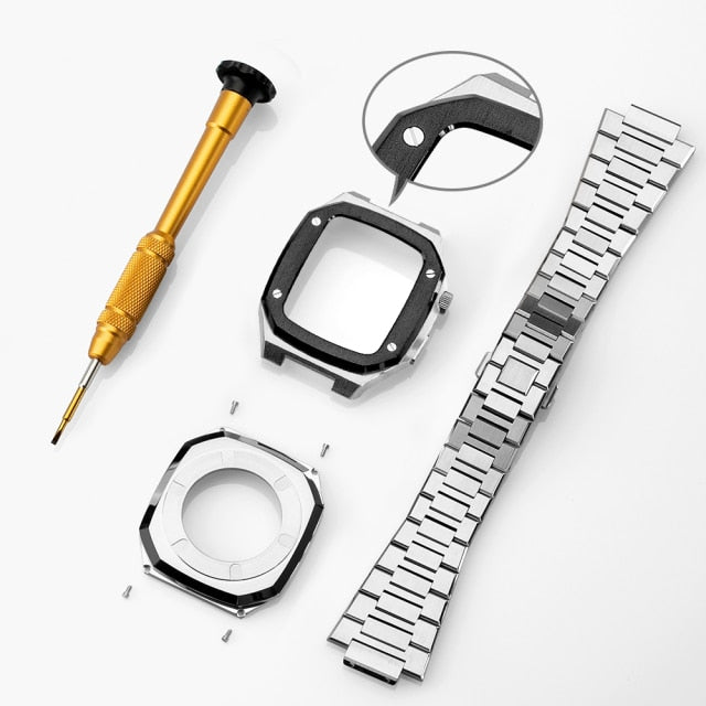Newest Luxury Aluminum Alloy Strap Set For Apple Watch Band Series 6 5 4 Metal Modification Kit Bracelet iWatch 41mm 44mm 45mm |Watchband|