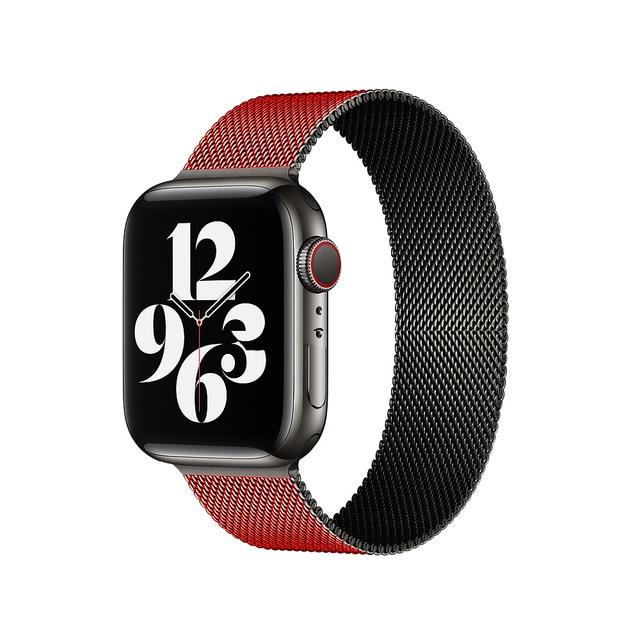 Watchbands black red / 38mm or 40mm Milanese Loop Strap For Apple watch band 44mm 40mm 42mm 38mm Stainless steel Metal bracelet correa iWatch series 3 4 5 SE 6|Watchbands|