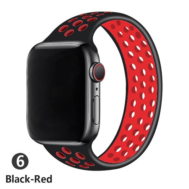 Watchbands black red / 38mm or 40mm / S Strap for Apple Watch Band 44mm 40mm 38mm 42mm watchbands Elastic Belt Silicone bracelet Solo loop for iWatch Series 3 4 5 SE 6|Watchbands|