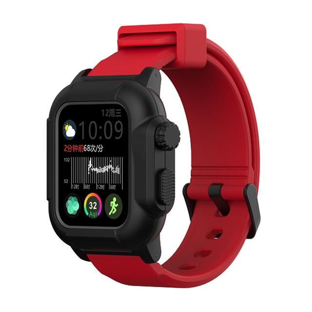 Watchbands black red / 42mm Dive Waterproof Sports Band Case Cover for Apple Watch Case Series 6 5 4 3 2 Silicone Band 44mm 42mm 40mm Strap Shockproof Frame|Watchbands|