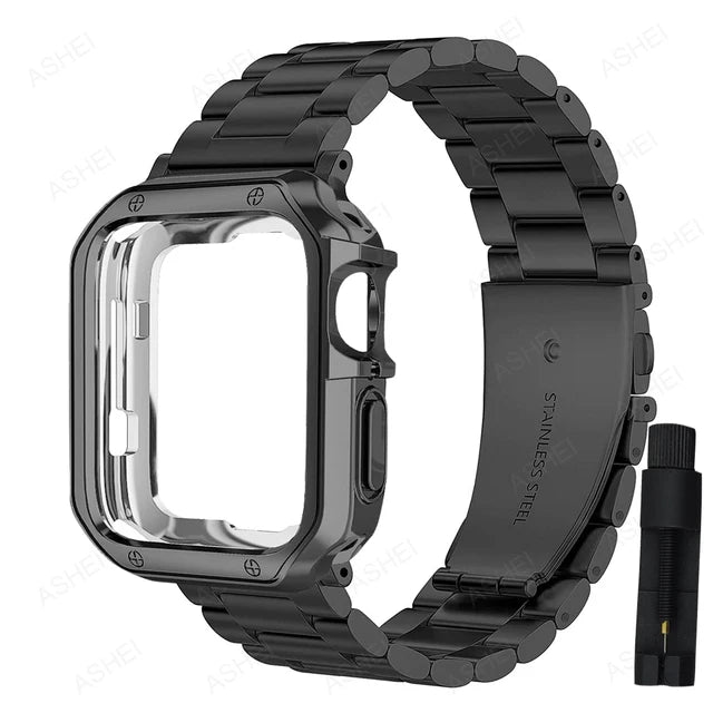 strap + case for apple watch 7 8 9 45mm 41mm 49mm band 6 5 4 se 44mm 40mm TPU case cover for iwatch 42mm bracelet+protector case