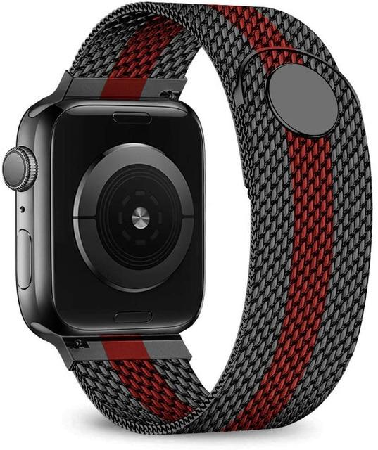 Watchbands black-red / 38 or 40 mm Milanese loop For Apple watch band 44mm 40mm 38mm 42mm Metal belt Stainless steel bracelet iWatch band serie SE 6 5 4 3 Strap|Watchbands| -