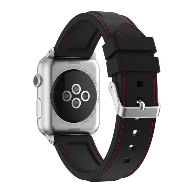 Watchbands black-red / 38mm Silicone strap For Apple Watch band 38mm 42mm 40mm 44mm iWatch Bracelet sport band for apple watch series 6 SE 5 4 3 2 watchband|Watchbands|