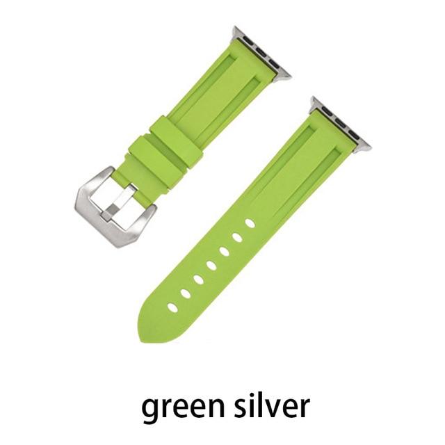 Watchbands green silver / 38MM or 40MM Camouflage Silicone Strap for Apple Watch 5 4 Band 44 Mm 40mm Sport Watchband Bracelet For IWatch Band 38mm 42mm Series 5 4 3 2|Watchbands|