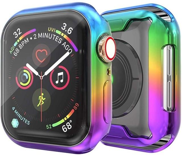 Watch Cases blue green purple / 38mm TPU Soft Watch Cover case For Apple Watch series 6 5 4 case 44mm 40mm Slim TPU case Protector for iWatch 6 5 4 44mm protective|Watch Cases|