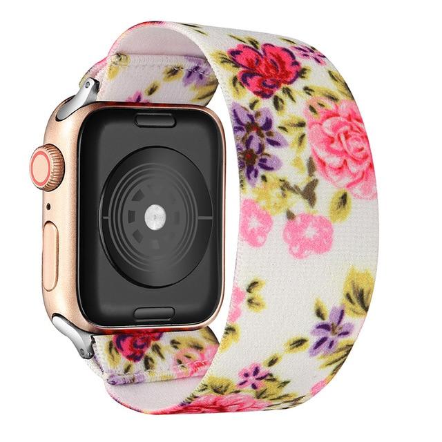 Watchbands Flower-PinkPurple / 38mm 40mm S-M Elastic Nylon Solo Loop Strap for Apple Watch Band 6 38mm 40mm 42 mm 44 mm for Iwatch Series 6 5 4 3 2 Watch Replacement Strap|Watchbands|