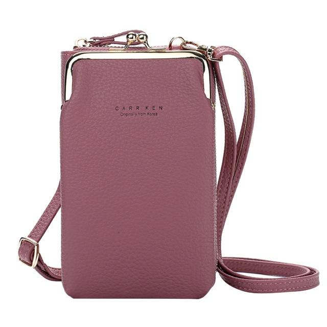 Women's Wallet Large Capacity Mobile Phone Bag, Card Slot Adjustable Shoulder Strap Purse Smartphone Metal Leather Shoulder Handbag Ladies Bag
