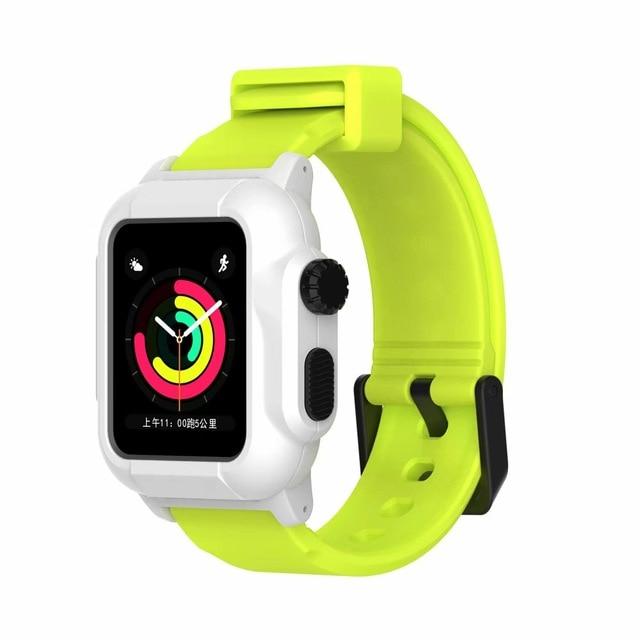 Watchbands Yellow White case / 44mm  series 5 4 Waterproof strap for apple Watch 5 band 44mm 40m iWatch band 42mm Full Protector case+Luminous bracelet for apple watch 3 4 38mm|Watchbands|