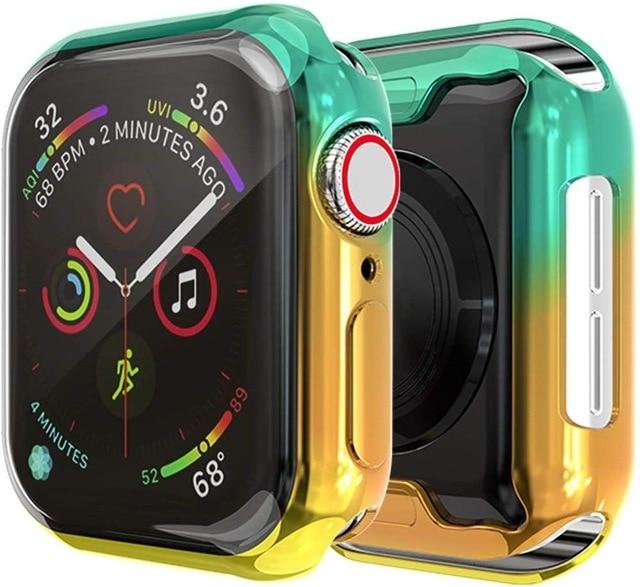 Watch Cases green yellow / 38mm TPU Soft Watch Cover case For Apple Watch series 6 5 4 case 44mm 40mm Slim TPU case Protector for iWatch 6 5 4 44mm protective|Watch Cases|