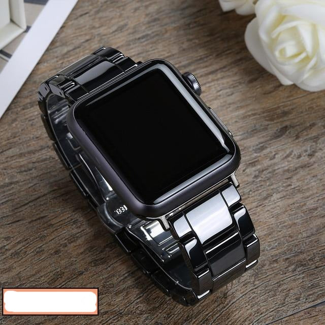 Ceramic Strap for Apple Watch Band 44mm 40mm 42mm 38mm Accessories Stainless Butterfly buckle bracelet iWatch series 6 se 5 4 3