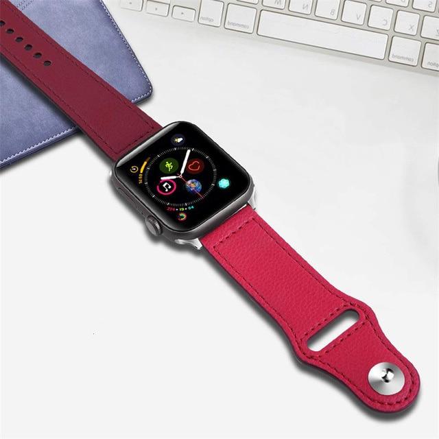 Watchbands S red-purple / 38mm or 40mm Leather strap For Apple watch band 44mm 40mm iWatch band 42mm 38mm Genuine Leather belt bracelet Apple watch series 5 4 3 2 SE 6|Watchbands|