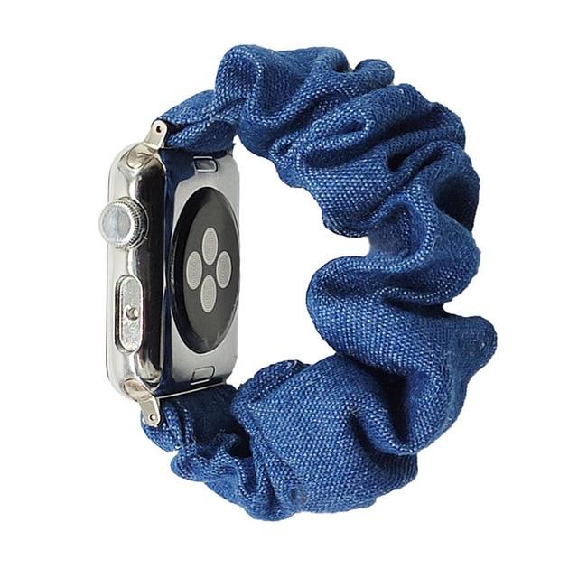 Watchbands Dark Blue / 42mm or 44mm Apple Watch Band 38/40mm 42/44mm For iWatch Series 5 4 3 Classic Scrunchies High Quality Elastic Denim Bracelet Wristwatch Strap Watchband