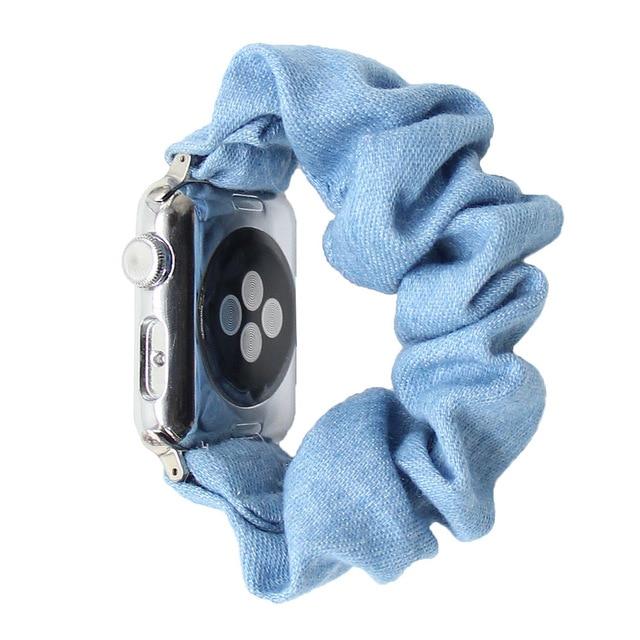 Watchbands Light Blue / 42mm or 44mm Apple Watch Band 38/40mm 42/44mm For iWatch Series 5 4 3 Classic Scrunchies High Quality Elastic Denim Bracelet Wristwatch Strap Watchband