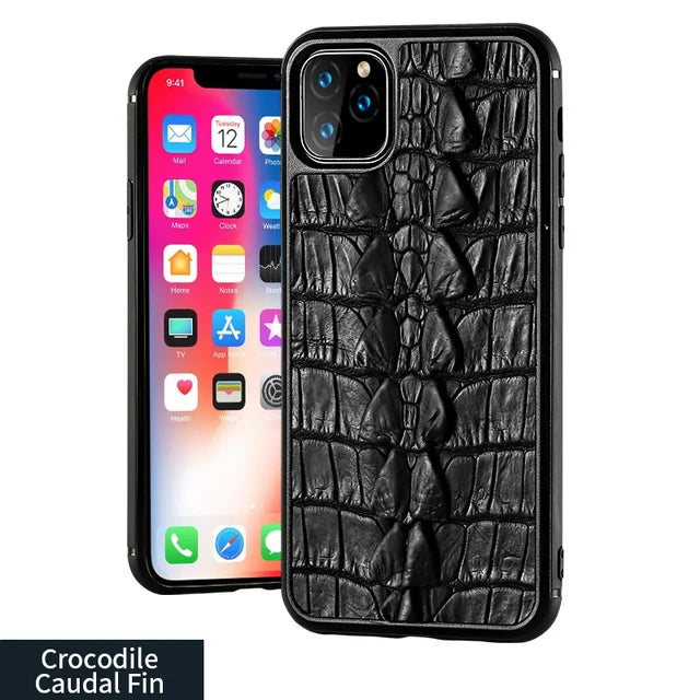 30％ Off | Heavy protective shockproof Real Crocodile case For Iphone 15 14 pro max 13 12 pro max 11pro xs max 15plus Genuine leather cover