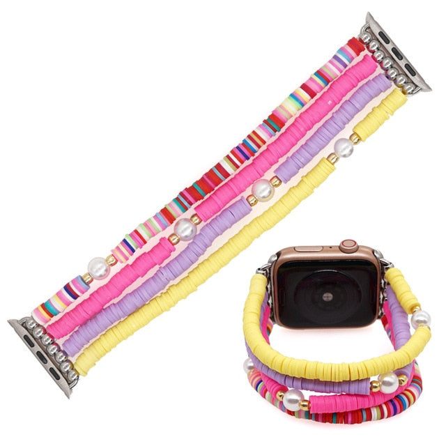 Strap For Apple Watch Band 44mm 45mm 42mm 40mm 41mm 38mm Hand Beaded Women Bracelet Iwatch Series 3 4 5 6 Se 7 - Watchbands
