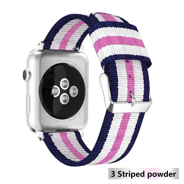 Watchbands Striped powder / 38mm or 40mm Nylon strap for Apple watch band 44mm 40mm iWatch band 42mm 38mm Stripe belt watchband bracelet apple watch series 3 4 5 se 6|band for apple watch|nylon strap watch bandswatch band