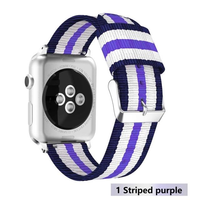 Watchbands Striped purple / 38mm or 40mm Nylon strap for Apple watch band 44mm 40mm iWatch band 42mm 38mm Stripe belt watchband bracelet apple watch series 3 4 5 se 6|band for apple watch|nylon strap watch bandswatch band