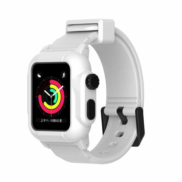 Watchbands White White case / 44mm Waterproof strap for apple Watch 5 band 44mm 40m iWatch band 42mm Full Protector case+Luminous bracelet for apple watch 3 4 38mm|Watchbands|