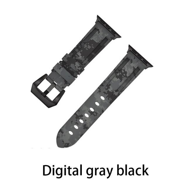 Watchbands Camouf gray black / 38MM or 40MM Camouflage Silicone Strap for Apple Watch 5 4 Band 44 Mm 40mm Sport Watchband Bracelet For IWatch Band 38mm 42mm Series 5 4 3 2|Watchbands|