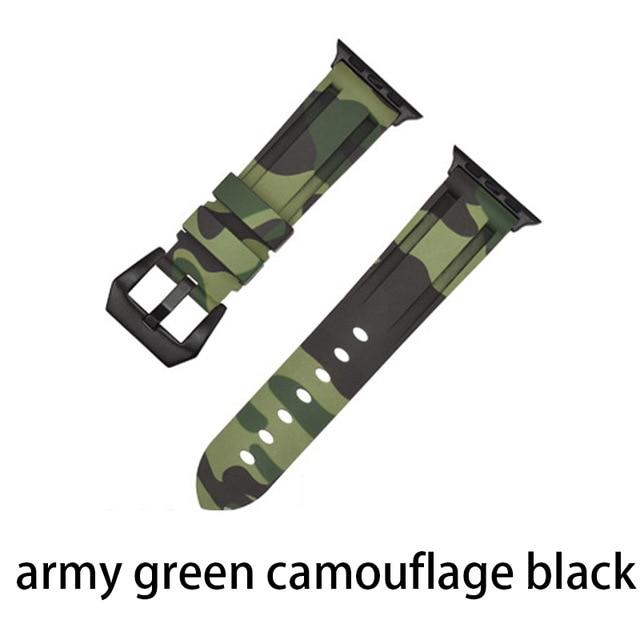 Watchbands Camouf green black / 38MM or 40MM Camouflage Silicone Strap for Apple Watch 5 4 Band 44 Mm 40mm Sport Watchband Bracelet For IWatch Band 38mm 42mm Series 5 4 3 2|Watchbands|