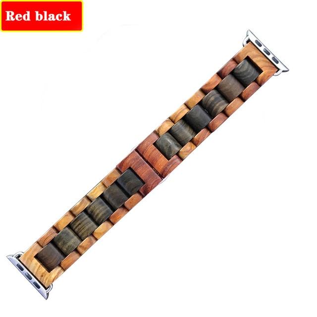 Watchbands Red black / 38mm or 40mm Apple Watch Band Series 6 5 4 Band Stylish Wooden Strap Wood Watchband