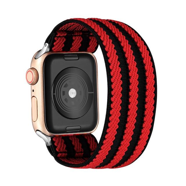 Watchbands GridRedBlack / 38mm 40mm S-M Elastic Nylon Solo Loop Strap for Apple Watch Band 6 38mm 40mm 42 mm 44 mm for Iwatch Series 6 5 4 3 2 Watch Replacement Strap|Watchbands|