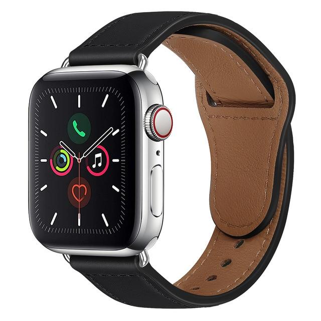 Watchbands S Black / 38mm or 40mm Genuine Leather strap For Apple watch band 44 mm 40mm for iWatch 42mm 38mm bracelet for Apple watch series 5 4 3 2 38 40 42 44mm|Watchbands|