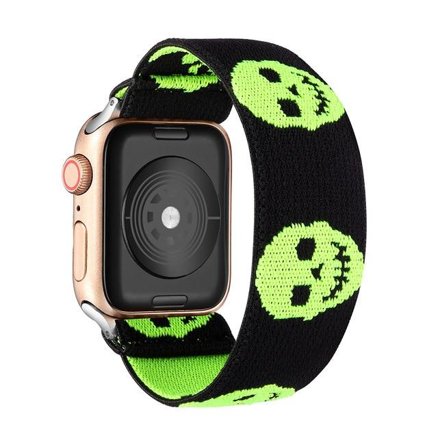 Watchbands GreenSkull / 38mm 40mm S-M Elastic Nylon Solo Loop Strap for Apple Watch Band 6 38mm 40mm 42 mm 44 mm for Iwatch Series 6 5 4 3 2 Watch Replacement Strap|Watchbands|