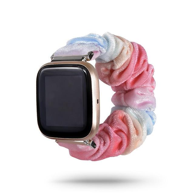 Watchbands 49-Monochromatic Fitbit Versa/2/Lite 23mm, Beautiful Cute Ladies Scrunchies Wrist Strap Women Girls Soft Woven Replacement Elastic Fabric Band |Watchbands|