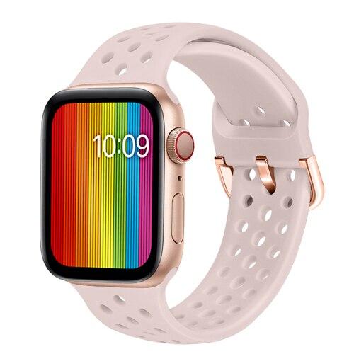 Watchbands Pink sand / For 38mm or 40mm Sport Silicone Band for Apple Watch Strap correa apple watch 42mm 38 mm iwatch band 44mm 40mm fashion bracelet watchband 5 4 3 2|Watchbands|
