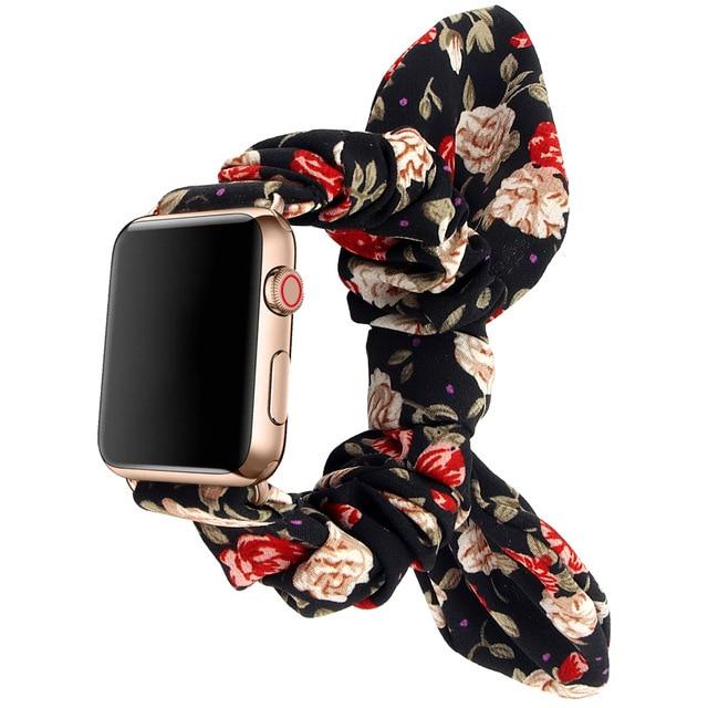 Watchbands black flower / 38mm /40mm Strap for apple watch 5 band 44 mm 40mm strap Elastic Fashion Bracelet for Women Wristband apple watch series iWatch 5 4 3 38MM|Watchbands|