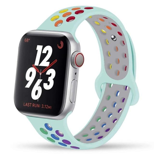 Watchbands tourquise pride / 38 40mm SM Strap For apple watch 6 band 44mm 40mm iwatch band 42mm 38mm silicone bracelet Pride Edition for apple watch series 5 4 3 2 SE|Watchbands|