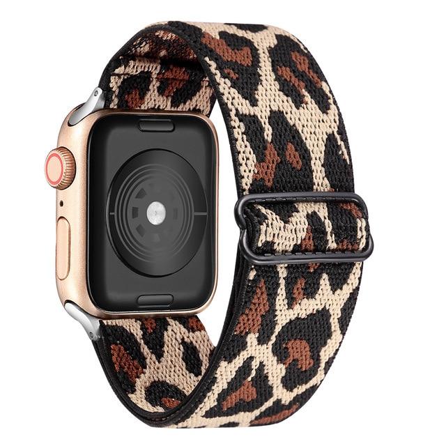 Watchbands Leopard / 38mm or 40mm Elastic Nylon watch band Loop Strap for apple watch 40mm 44mm 6 5 Sport wristband for iwatch 6 5 4 3 38mm 42mm Replacement band|Watchbands|