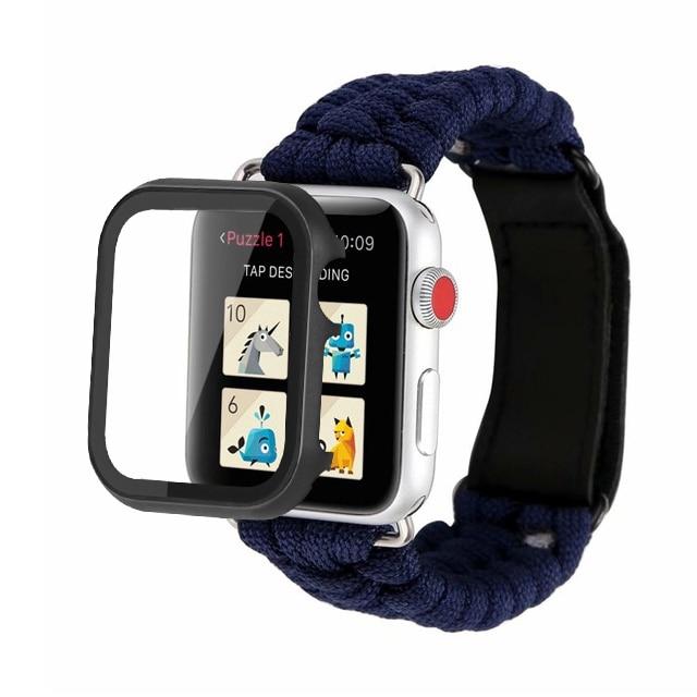 Watchbands Royal blue / 38mm series 321 case+Survival Rope strap For Apple watch band 44 mm 40mm iWatch 42mm 38mm Outdoors Leather clasp Bracelet Apple watch 5 4 3 2 1|Watchbands