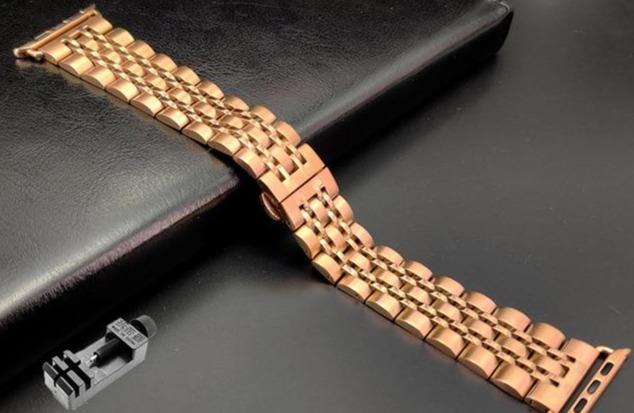 Watchbands Rose Gold w/ Tool / 38mm or 40mm Copy of High Quality Metal steel Apple Watch band Strap, 38mm 40mm 42mm 44mm
