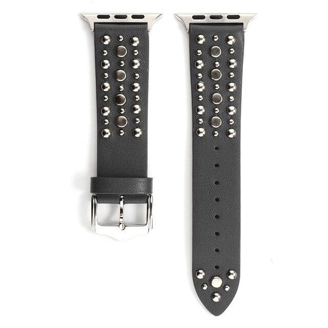Home gray buckle S / 38mm / 40mm Rivets Band for Apple Watch 44/42mm Sport Loop Strap Correa Iwatch Series 5/4/3/2/1 38mm 40mm Bracelet Apple Watch Leather Belt