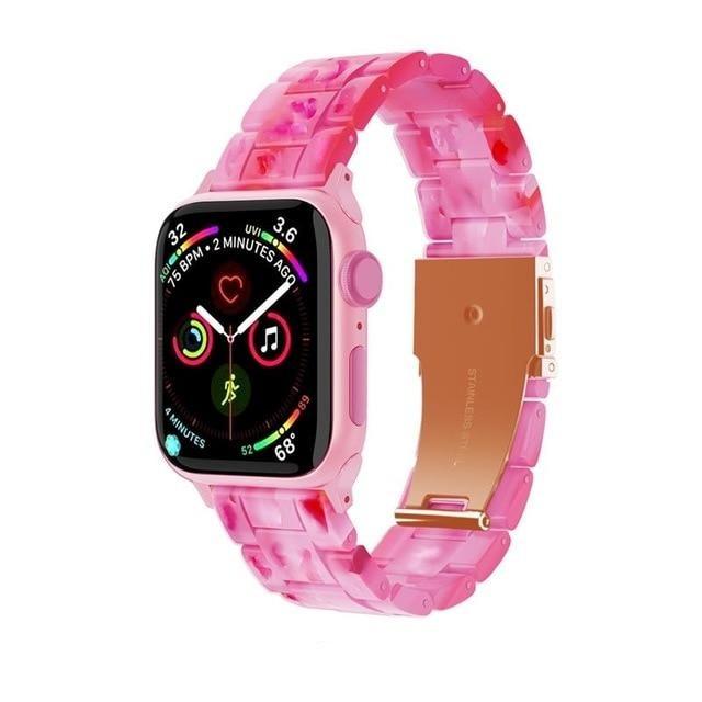 Watchbands Fuchsia Pink / 38mm / 40mm Copy of Quality Resin Strap Imitation Ceramic Accessories watchband bracelet for apple watch series 6 5 4 Men Women Unisex iWatch 38mm/40mm 42mm/44mm