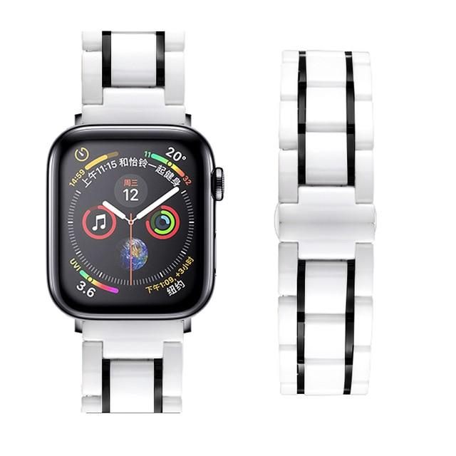 Watchbands white black / 38mm or  40mm Ceramic Strap for Apple Watch 5 Band 44mm 40mmm Luxury Stainless steel bracelet iWatch band 42mm 38mm 40 42 44 mm series 3 4 5|Watchbands|