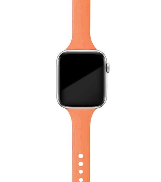 Watchbands Papaya / 38mm or 40mm Slim strap for Apple watch band 38mm 44mm soft Sport Silicone wrsit women belt bracelet iWatch series 6 3 4 5 SE 40mm 42mm|Watchbands