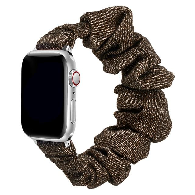 Home Yellow black gold / 38mm or 40mm / S   (119mm-160mm) Scrunchie Strap For Apple watch band 40mm 44mm 42mm 38mm 42 mm Elastic Nylon bracelet Solo Loop iWatch series 6 5 4 3 se band| |