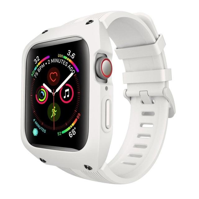 Watchbands white white / 44mm series 5 4 Case + strap Waterproof Apple Watch protective band, fits iWatch nike water sports Silicone bracelet Watchbands Series 5 4 3 38/40 42/44 mm|