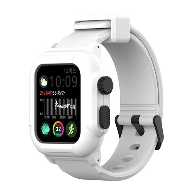Watchbands white white / 40mm Dive Waterproof Sports Band Case Cover for Apple Watch Case Series 6 5 4 3 2 Silicone Band 44mm 42mm 40mm Strap Shockproof Frame|Watchbands|