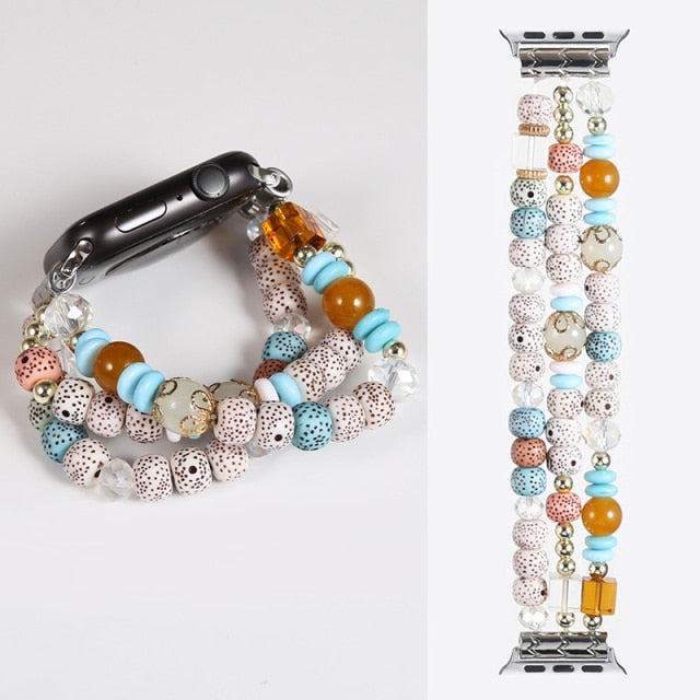 Beads Strap for Series 8 7 6 5 Women Jewelry loop Bracelet Watchbands