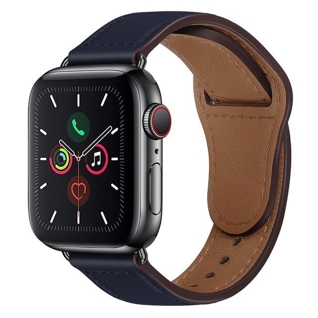 Watchbands B Blue / 38mm or 40mm Genuine Leather strap For Apple watch band 44 mm 40mm for iWatch 42mm 38mm bracelet for Apple watch series 5 4 3 2 38 40 42 44mm|Watchbands|