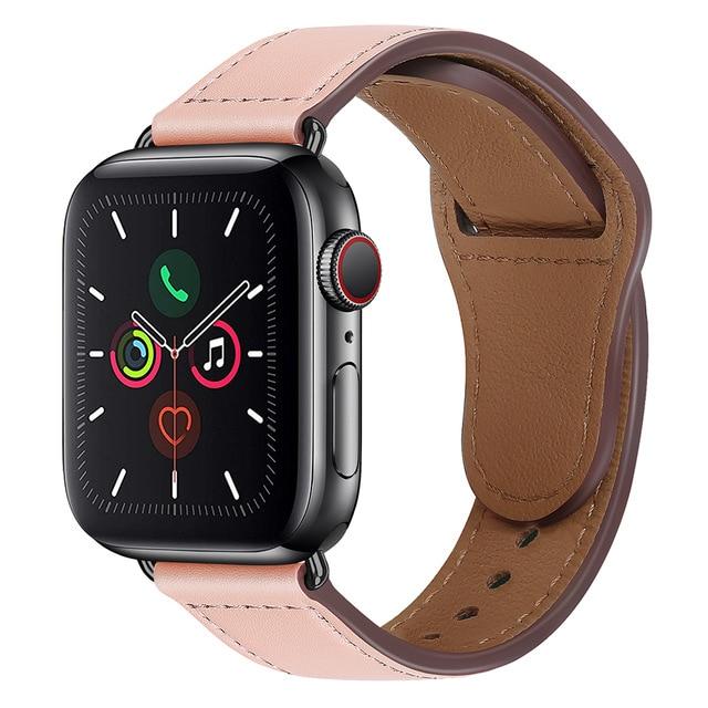 Watchbands B Rose / 38mm or 40mm Genuine Leather strap For Apple watch band 44 mm 40mm for iWatch 42mm 38mm bracelet for Apple watch series 5 4 3 2 38 40 42 44mm|Watchbands|