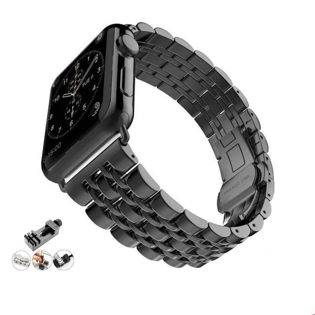 Watchbands Black w/ Tool / 38mm or 40mm Copy of High Quality Metal steel Apple Watch band Strap, 38mm 40mm 42mm 44mm