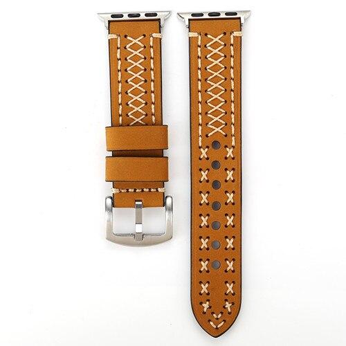 Watchbands Light Brown / 38mm or 40mm Leather strap For Apple Watch band 44 mm 40mm iwatch band 42mm 38mm handmade wrist pulseira bracelet correa apple watch 5 4 3 2|Watchbands|