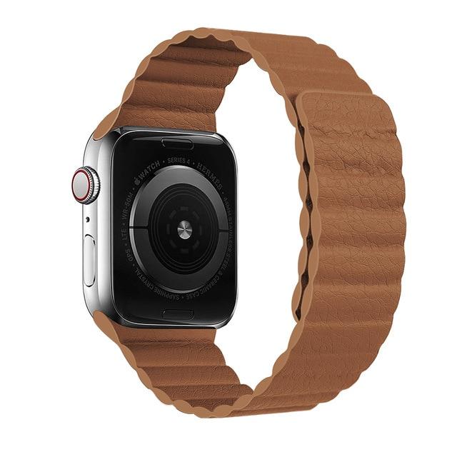 Watchbands Light Brown / 38mm or 40mm Leather loop for Apple Watch 6 band 44mm 40mm iWatch 38mm 42mm Accessories Magnetic watchbands belt bracelet for series 5 4 3 SE|Watchbands|