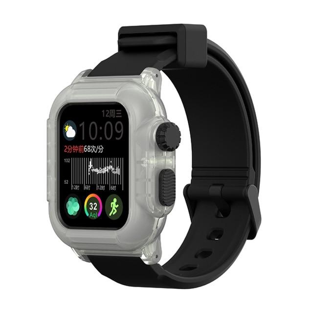 Watchbands Trans black / 40mm Dive Waterproof Sports Band Case Cover for Apple Watch Case Series 6 5 4 3 2 Silicone Band 44mm 42mm 40mm Strap Shockproof Frame|Watchbands|