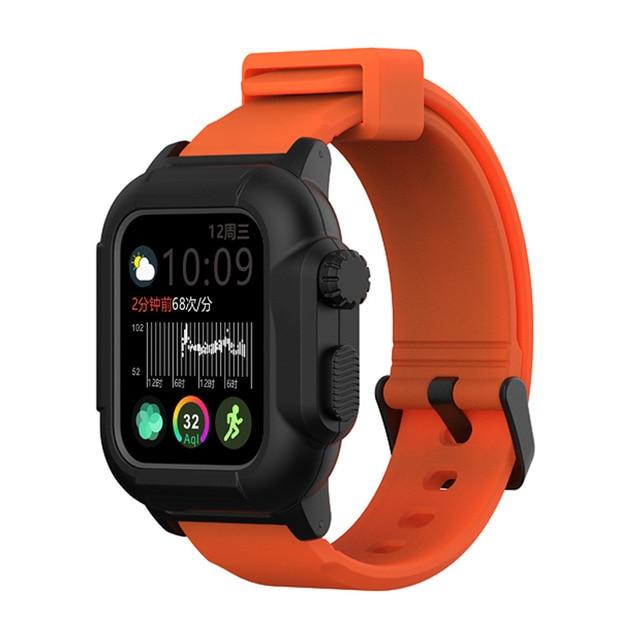Watchbands black orange / 40mm Dive Waterproof Sports Band Case Cover for Apple Watch Case Series 6 5 4 3 2 Silicone Band 44mm 42mm 40mm Strap Shockproof Frame|Watchbands|